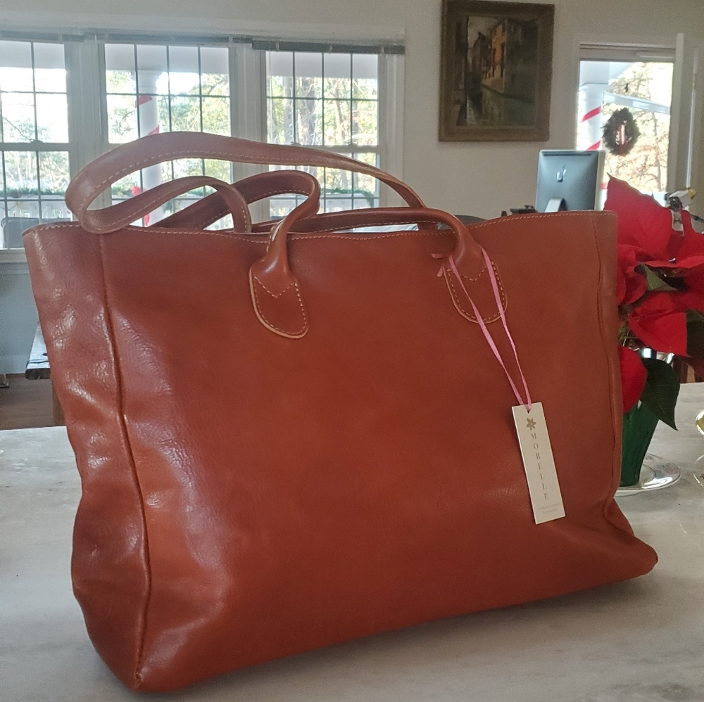 Brand New Morelle Leather Zipper Tote Bag